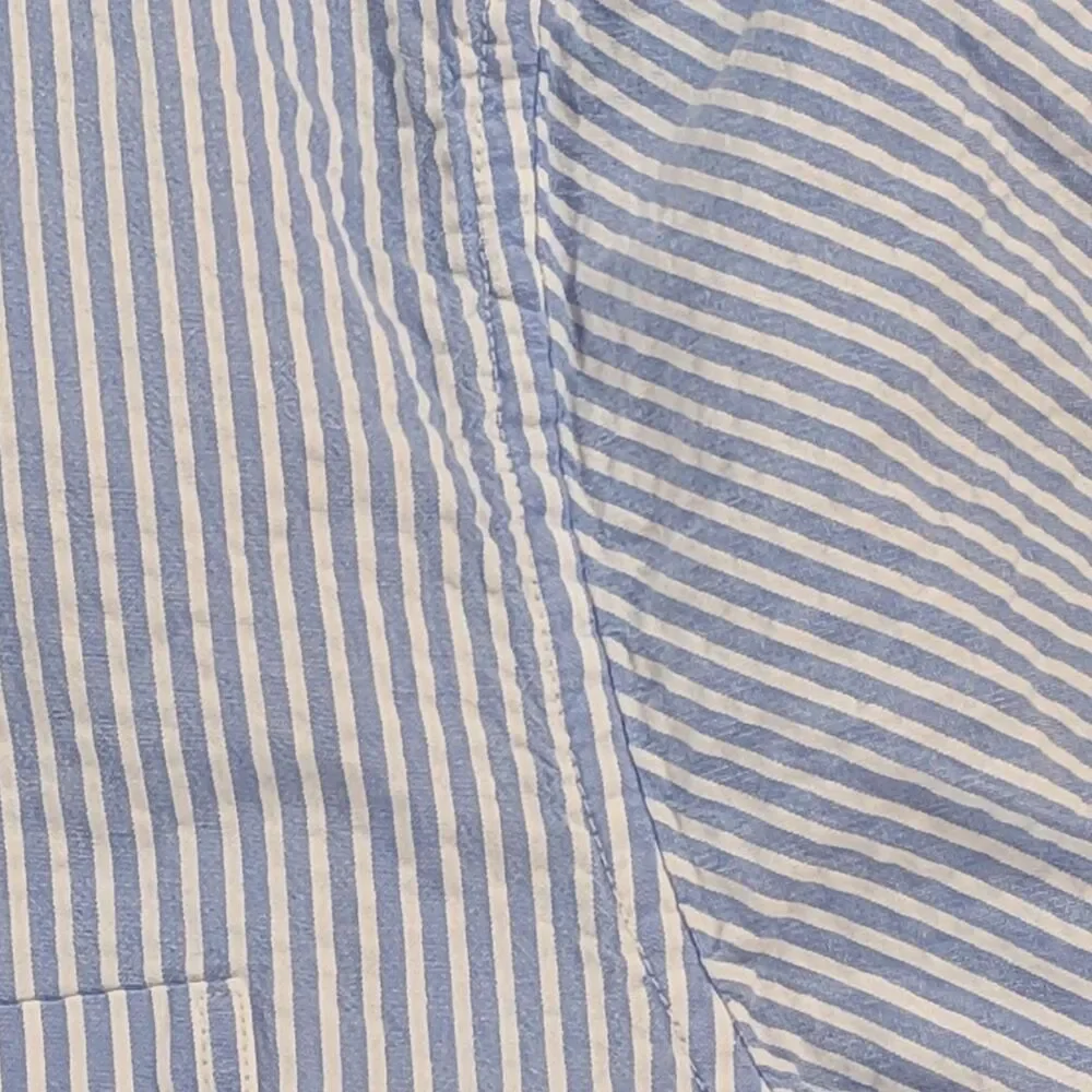 J Crew Mens Blue Striped Classic Fit Short Sleeve Button Down Shirt Medium